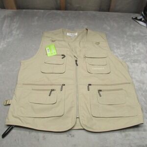 Fishing Vest Mens Large Beige Multi Pocket Gorpcore Utility Travel Photo NWD